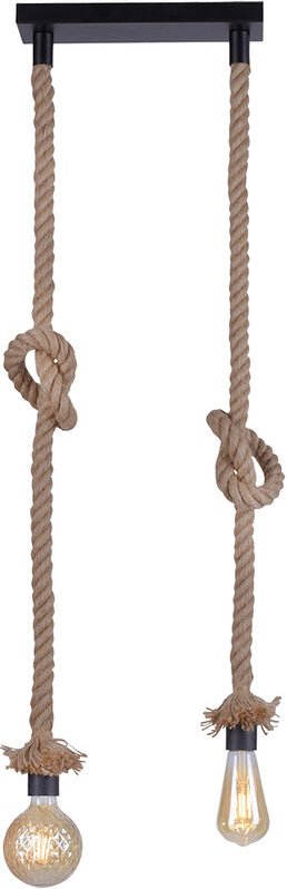 Retro Decken Pendel Lampe Fernbedienung dimmbar Hanf Seil Hänge Leuchte im Set inkl. rgb led Leuchtmittel