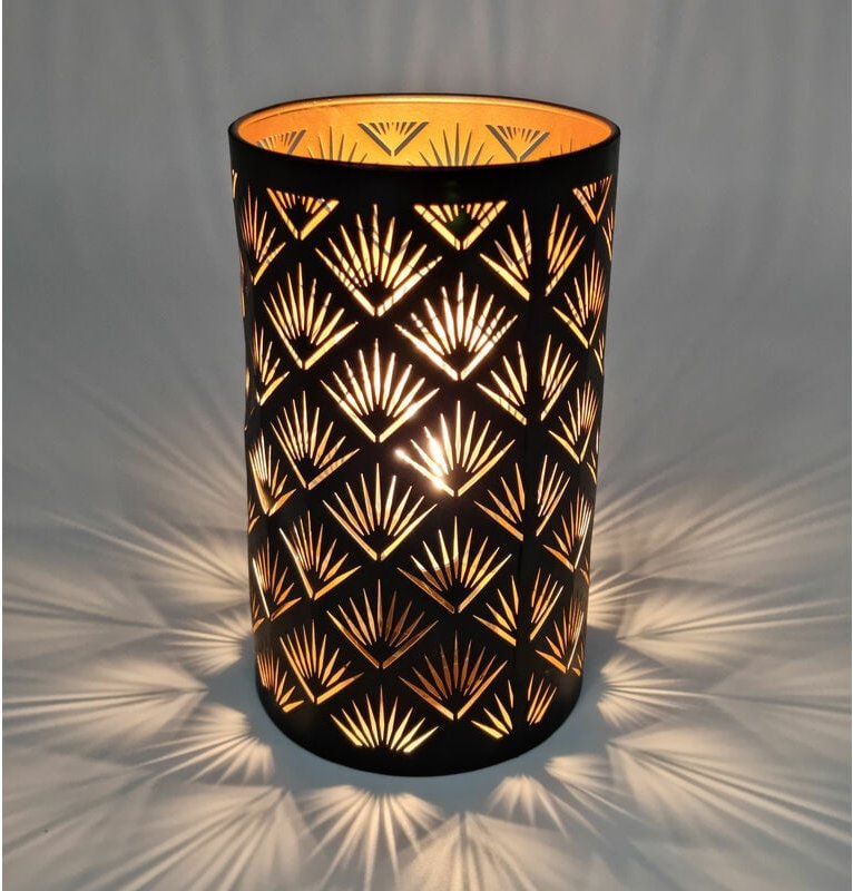 LED Metall Tischlampe mit 3D Effekt - 20 x 12 cm - Deko Tischleuchte Batterie betrieben - Leuchte Lampe Licht Dekoration