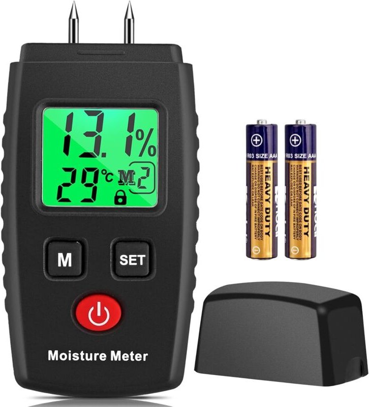Feuchtigkeitstester, Stiftfeuchtigkeitsdetektor mit 3 Modi, LCD-Display mit grüner Hintergrundbeleuchtung, Schimmeldetek...