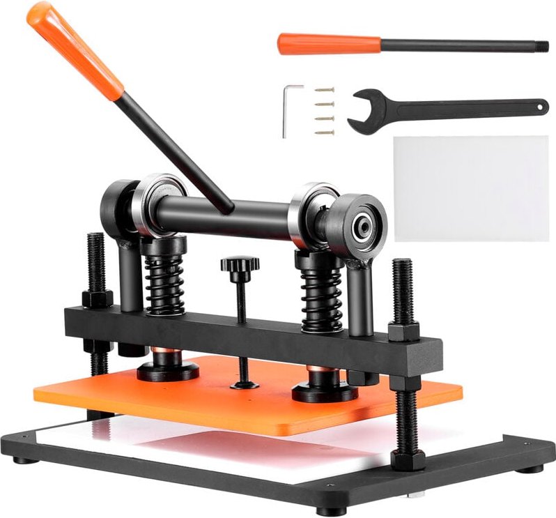 Mophorn - Lederschneidemaschine, 14,2 x 10,2 Zoll manuelle Stanzmaschine mit 0,47 Zoll Druckhub, doppelten Führungswelle...