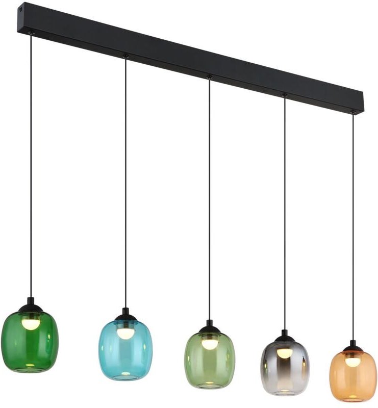 Pendelleuchte Hängelampe Esstischleuchte Glas schwarz mehrfarbig led h 150 cm