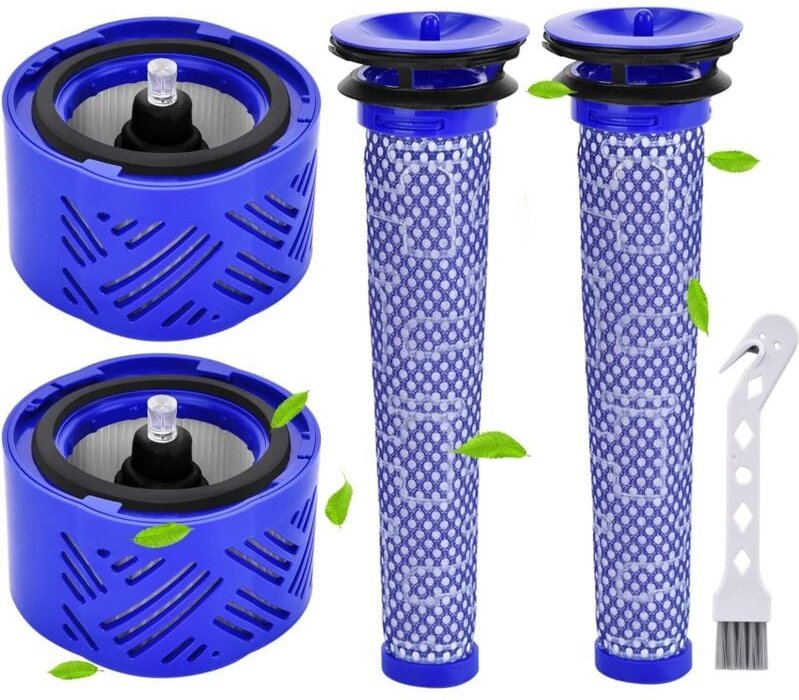 Ersatzfilter für Dyson V6 Absolute Staubsauger, 2 HEPA-Nachfilter und 2 Vorfilter, Ersatzteile 965661-01 und 966741-01