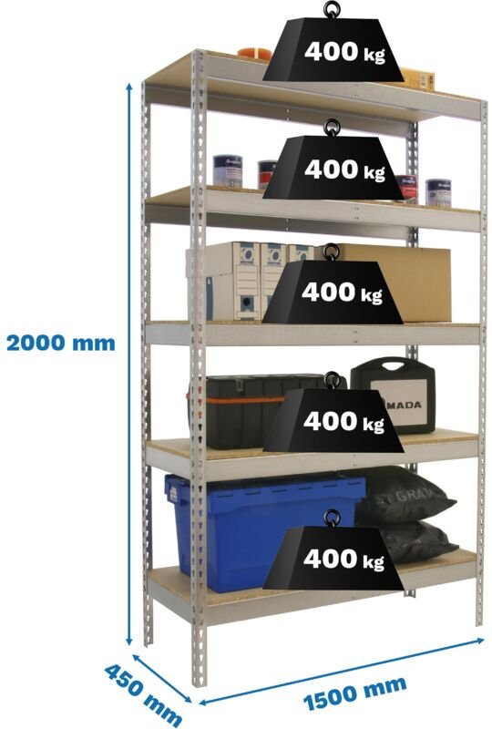 Simonrack Metallregal Galva Holz 2000x1500x450 mm