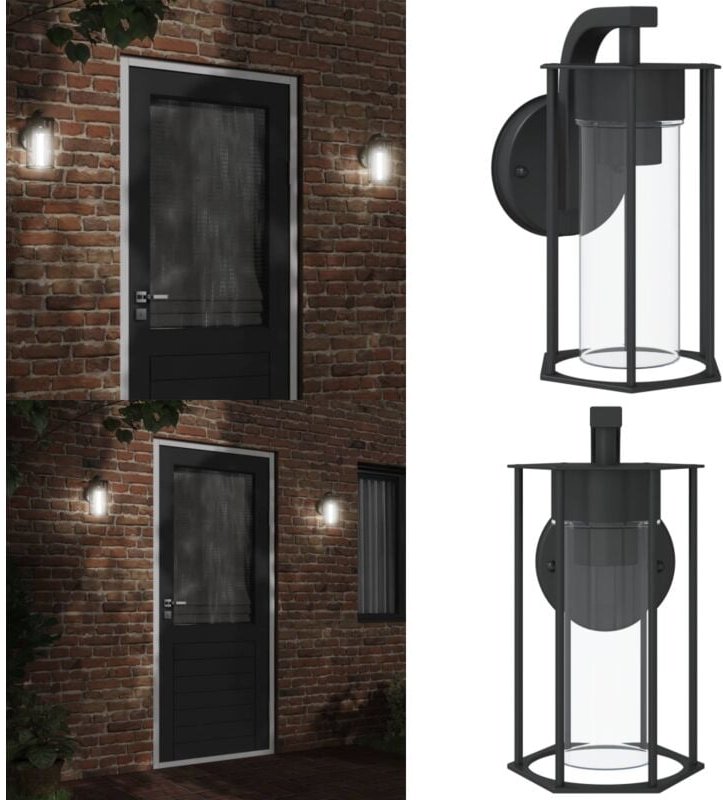 Thumbnail - Außenwandleuchte Schwarz Edelstahl - Outdoor-Beleuchtung - Wandleuchte - Edelstahl - Gartenleuchte - IP44 - Home & Livin...
