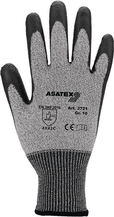 Asatex - 3721/10 Schnittschutzhandschuhe Größe 10 graumeliert/schwarz en 388 psa-