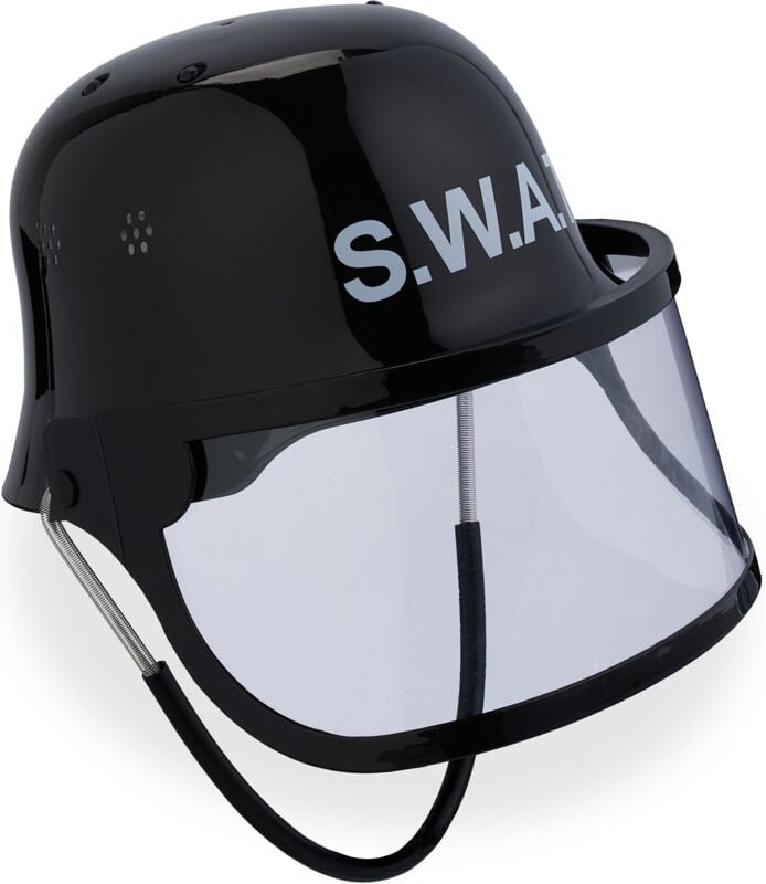 Relaxdays - swat Helm Kinder, verstellbar, Einsatzhelm, klappbares Visier, hbt: 24,5 x 22,5 x 28 cm, Polizeihelm, schwar...