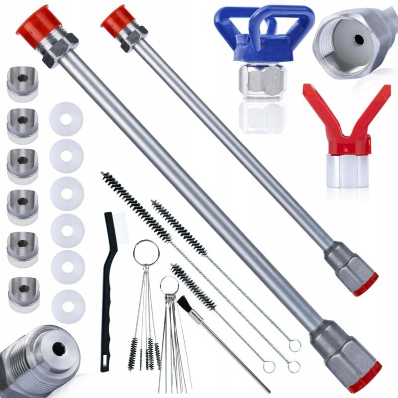 Rosfix Set Spritzlanze 100 cm + 50 cm – Für Farbspritzgerät mit 7/8" Gewinde 290 bar Druck Mit Düsenhalter, Dichtungen &...
