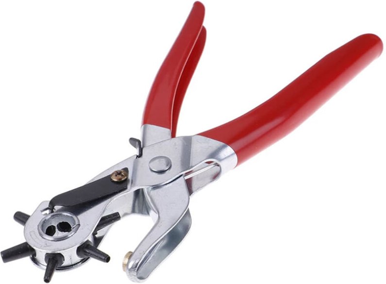 1 x kreativer Gürtel-Lochstanzer, Zange für Lederwerkzeuge, Zubehör – (Farbe: Rot, Größe: 22,9 cm). - Sollbry