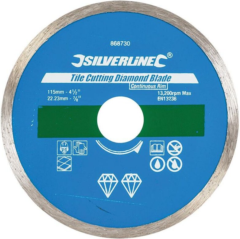 Silverline - Diamant-Fliesentrennscheibe 115 x 22,23 mm, geschlossener Rand