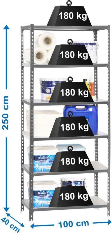 Simonrack SIMONCLICK PLUS Metallregal grau 6 Etagen