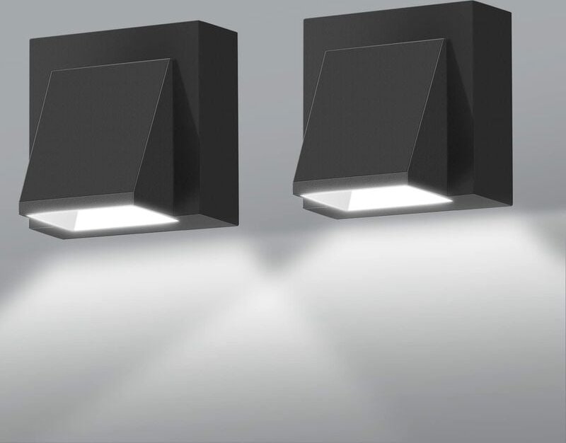 Goeco - 2 Stück Außenwandleuchte 5W led Wandlampe Kaltweiß 6000K Wasserdicht IP65 Für Eingang Korridor Hof Garten Terras...