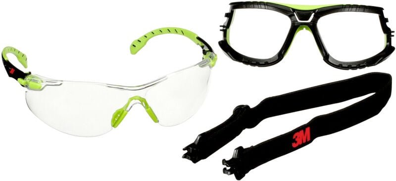 Solus S1201SGAF-TSKT Schutzbrille mit Antibeschlag-Schutz Grün, Schwarz - 3M
