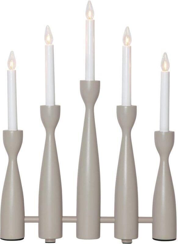 Kerzenleuchter ,Midja, LED, 5-armig, Holz, grau-braun