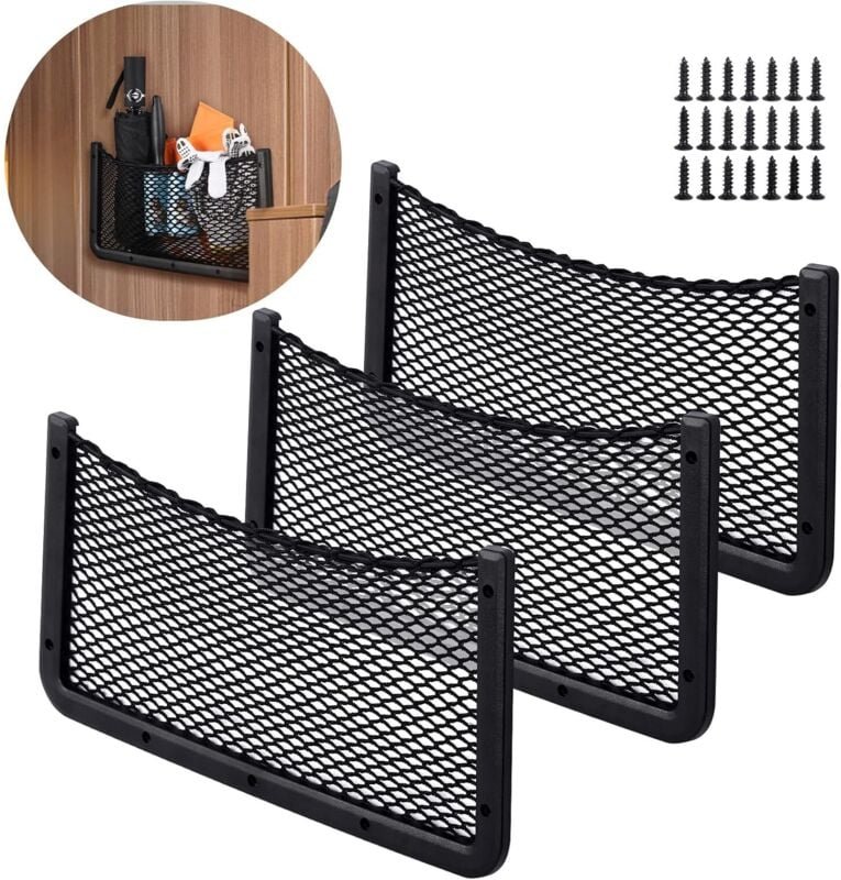 3-teiliges Kofferraumnetz, 40 x 20 cm, Auto-Aufbewahrungsnetz, multifunktionales Aufbewahrungsnetz für die Autositzlehne...