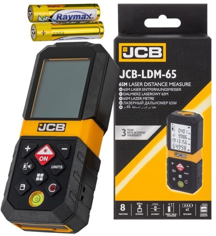 Laser-Entfernungsmesser Digital lcd JCB 65m, Präzise Messung bis zu 65m, Genauigkeit ±3mm, Display mit Hintergrundbeleuc...