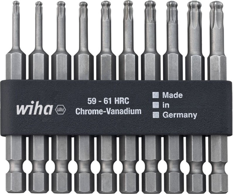 Bit Set Professional 70 mm torx® Kugelkopf 10-tlg. 1/4' in Bitleiste (32804) - Wiha