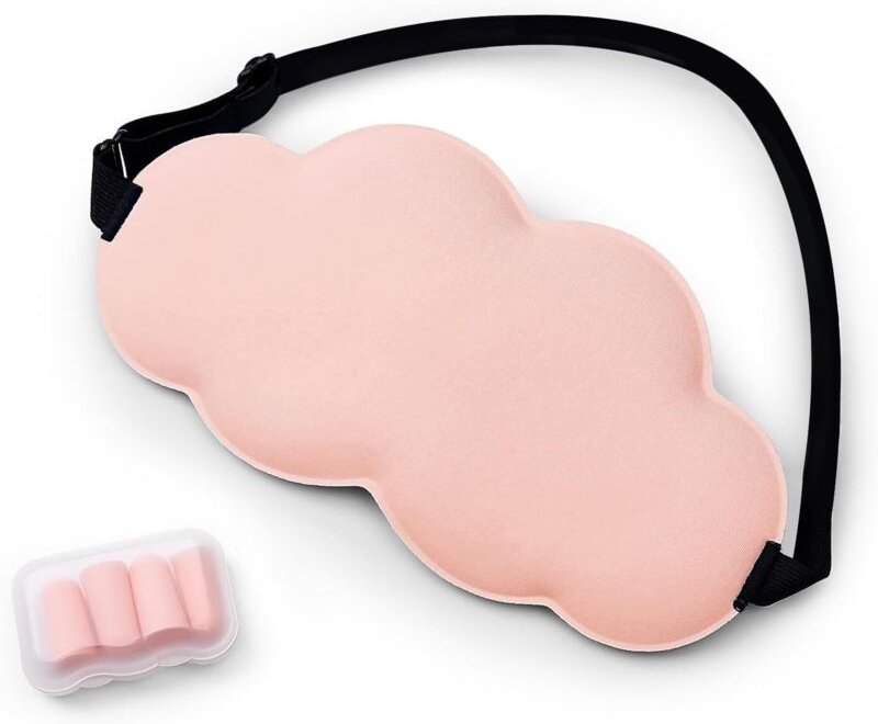 Weiche, blickdichte Schlafmaske für Seitenschläfer mit verstellbarem Gummiband (rosa)