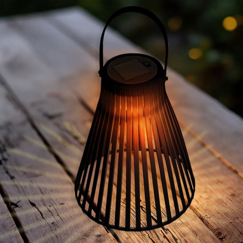 Spetebo - led Solar Laterne schwarz - 23 cm - Garten Deko Leuchte zum Hängen Außen