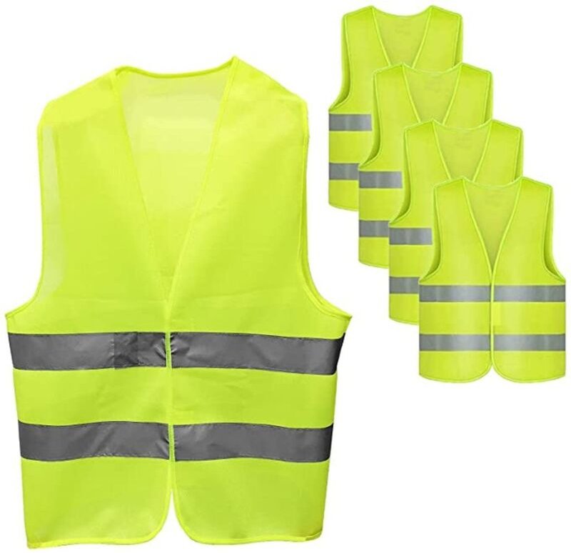 4 STK Warnweste Auto Sicherheitsweste Warnschutzweste 360 Grad reflektierende Streifen Waschbar Reflekorweste mit Klettv...