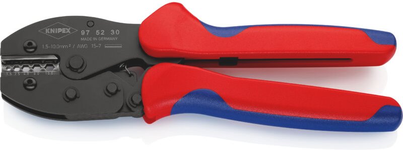 Knipex - 97 52 30 sb PreciForce® Crimpzange mit Mehrkomponenten-Hüllen brüniert 220 mm (SB-Karte/Blister)