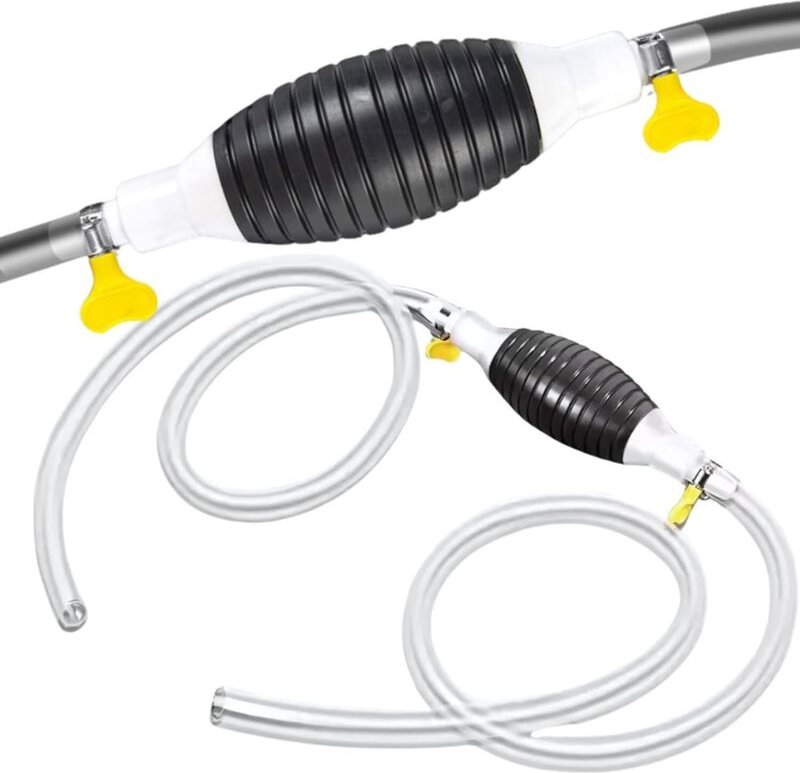 PARENCE – Manuelle Absaugpumpe für Kraftstoff, Wasser und Öl – Saugnapf-Set mit Saugball, 2 m transparentem Schlauch + K...