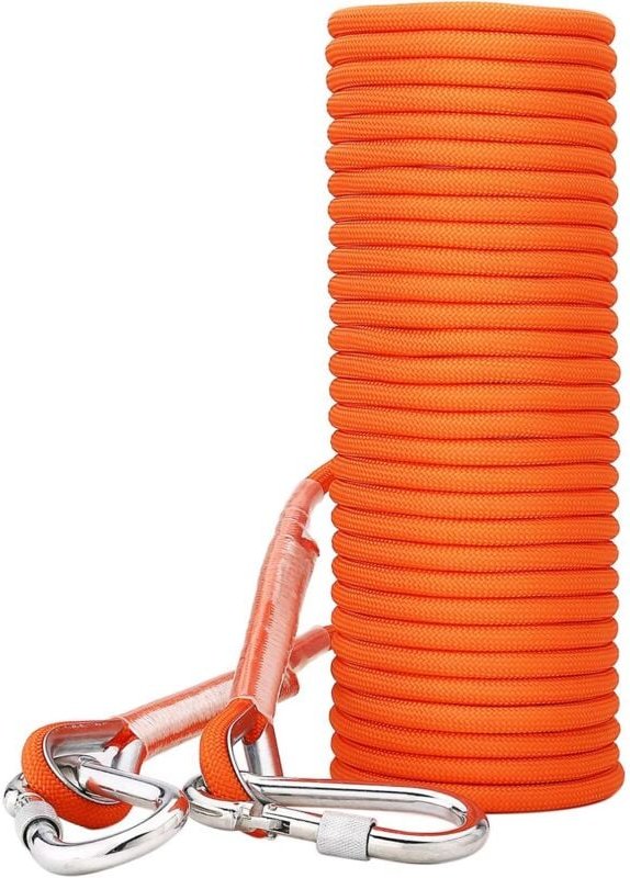 Thumbnail - Crediri 8 mm Polypropylen-Kletterseil, multifunktionales Paracord-Gurtband mit orangefarbenen Karabinerschlaufen zum Sic...