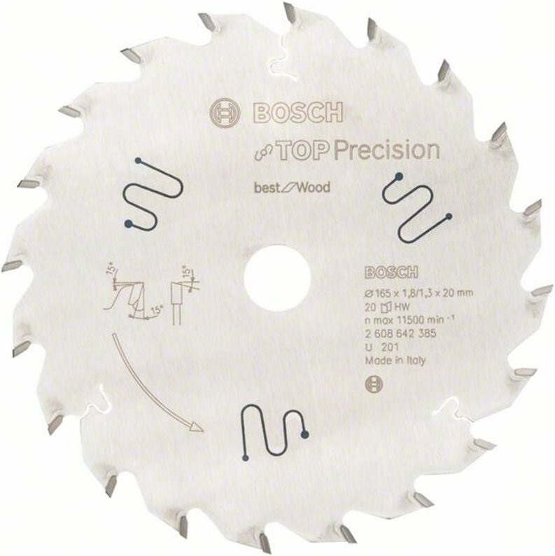 Kreissägeblatt Top Precision Best for Wood, 165 x 20 x 1,8 mm, 20 - Bosch