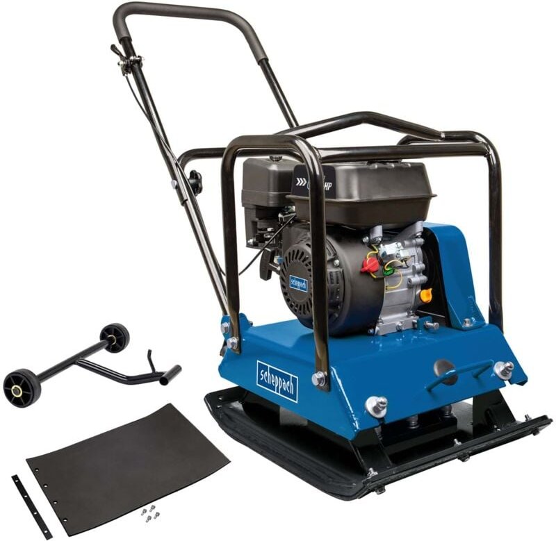 Rüttelplatte HP2200S Scheppach 6,5PS 97,5kg 25000N inkl. Gummimatte & Fahrvorrichtung