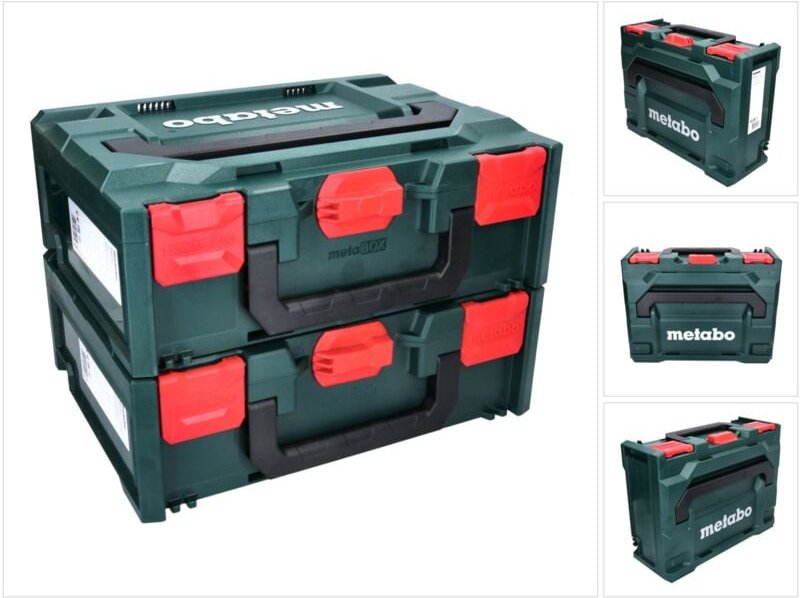 Metabo - x 145 Set 2x System Werkzeug Koffer Stapelbar 396 x 296 x 145 mm + 2x Universaleinlage
