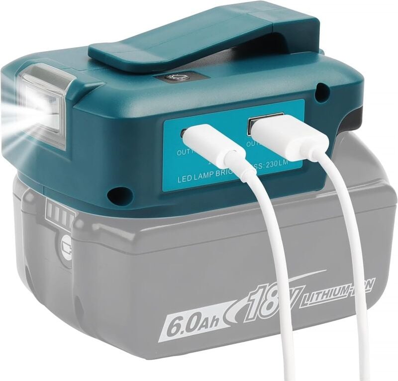Coocheer - Adp05 Power Source Battery Adapter Arbeitslichtkonverter für Makita 14,4 v & 18 v Akku mit einem Paar USB-Tel...