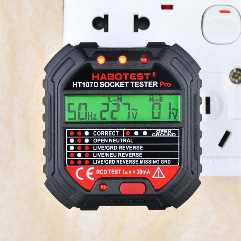 HT107D EU90-250V 45-65Hz Steckdosentester mit LCD-Bildschirm