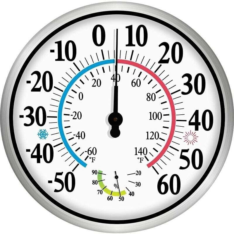 Außenthermometer 12 große Ziffern – 2-in-1 kabelloses Innen-/Außenthermometer Hygrometer Thermometer, wandmontiertes The...