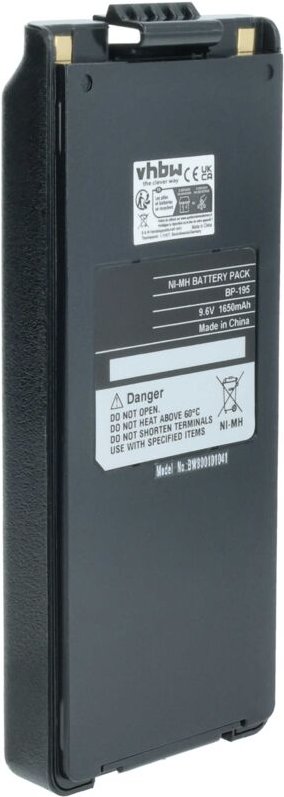 Thumbnail - Vhbw - Akku Ersatz für Icom BP-195, BP-196, BP-196H, BP-196R für Funkgerät, Walkie Talkie (1650mAh, 9,6V, NiMH) + Gürtel...