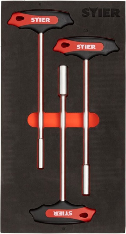 T-Griff-Steckschlüssel-Satz mit Außensechskant sw 8 - 13 mm in Weichschaumeinlage (eva), T-Schlüssel Set, T-Griff Set - ...