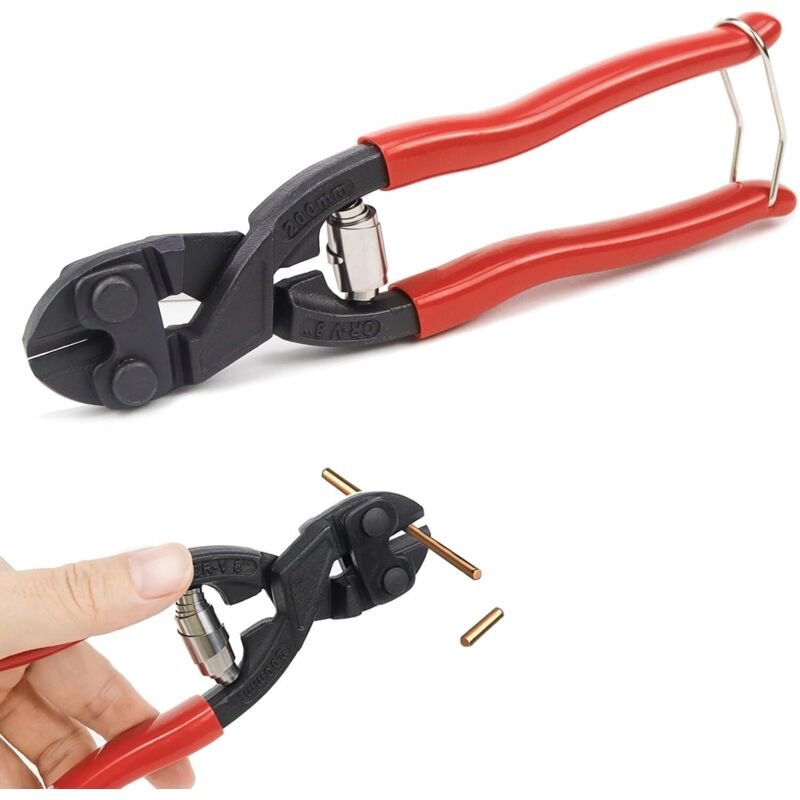 Mini-Bolzenschneider 200 mm, professionelle Federzange aus Chrom-Vanadium-Stahl mit weichem, rutschfestem Griff