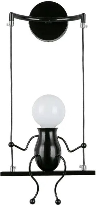 Moderne Wandleuchte Wandleuchte Kreative Einfachheit Design Kleine Person Kreative E27 Schwarz Leuchte für Kinderzimmer ...