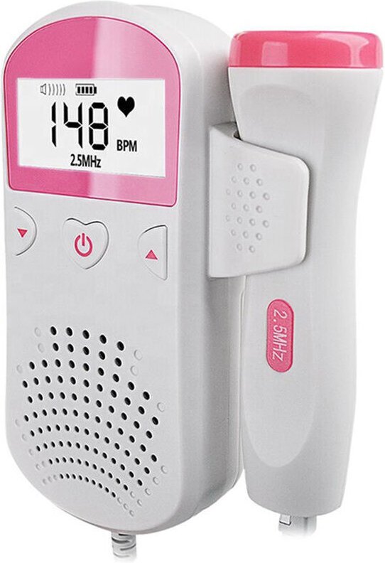 ZVD - Tragbarer Fetal-Doppler für die Schwangerschaft – Herzfrequenzmesser für Babys (Typ 2, Pink)