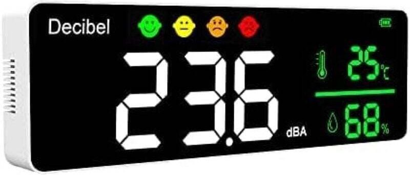 Détecteur 3 en 1 Son Mètre Numérique Mesure Bruit Décibel Température Humidité Grand Écran Blanc