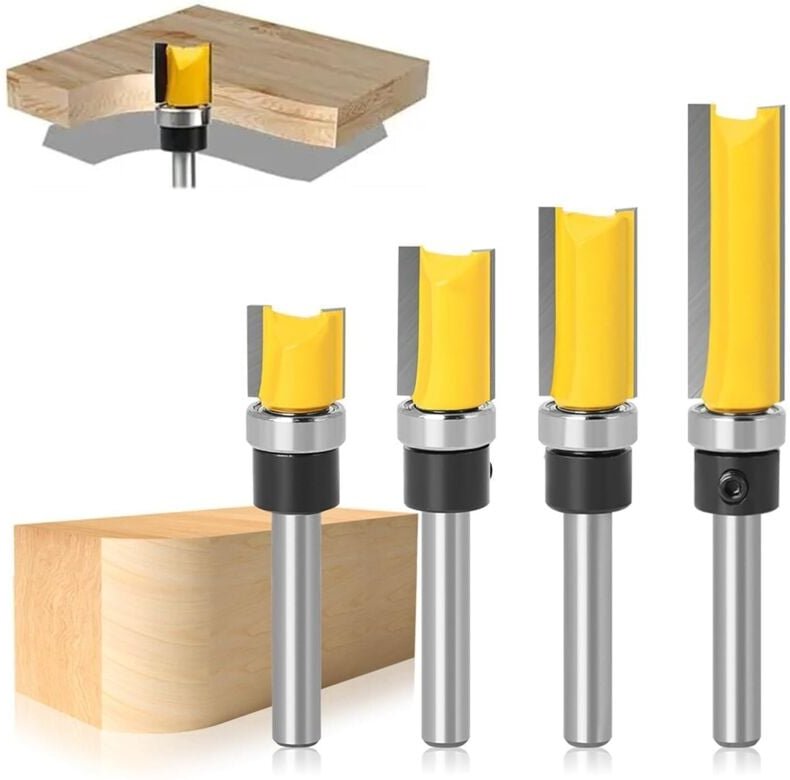 4 Stück Bündigfräser 8mm Schaft, Holz Fräser Für Oberfräse, Flush Trim Fräser Für Präzises Fräsen Und Nutfräsen
