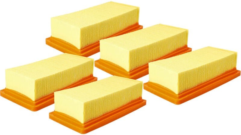 Set 5x Flachfaltenfilter kompatibel mit Kärcher ad 3.200, AD.3000, AD3, AD3 Premium Fireplace, AD4, ad 4 Premium Staubsa...