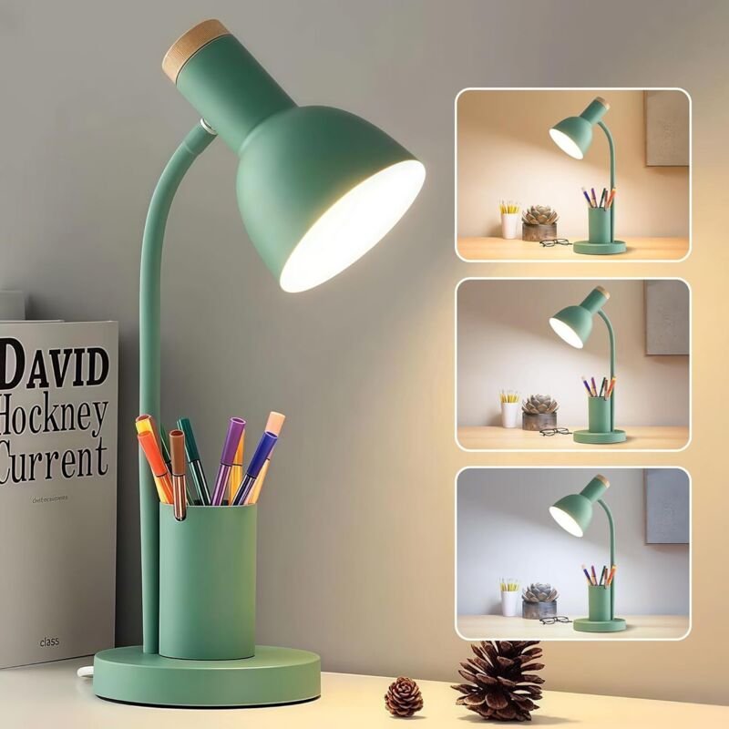 LED-Schreibtischlampe fürs Homeoffice, Tischleuchte mit Stifthalter, Leselampe mit 3 Farbmodi, Schreibtischleuchte mit f...