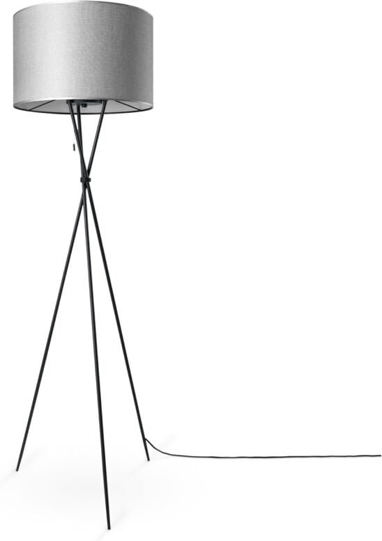 Stehleuchte Wohnzimmer Stoffschirm Tischlampe Textil Schirm E27 Nachtlicht Grau (Ø45.5 cm), Stehleuchte-Schwarz - Typ 1 ...