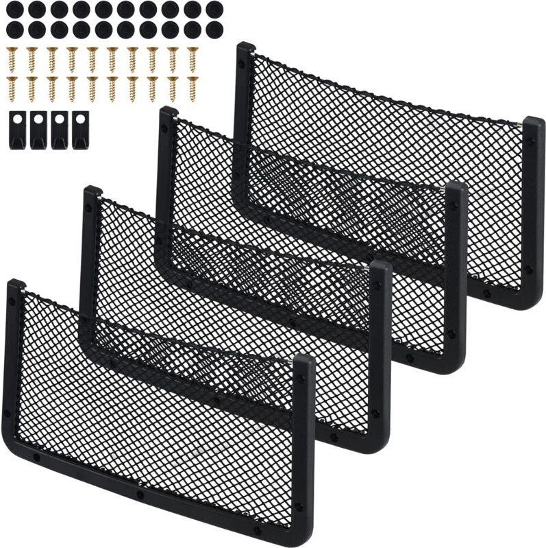 4 Stück Kofferraum Netztasche, 42 21cm Auto Aufbewahrungsnetz, Multifuntionales Autositz Ablagenetz, Gepäcknetz Ablagene...