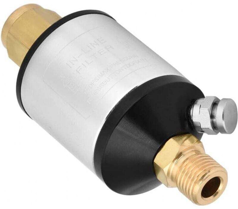 Filtre Séparateur d'Eau Compresseur Air 1/4 NPT avec Vanne de Vidange pour Outils Pneumatiques