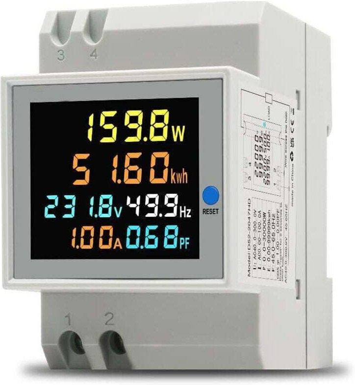 Einphasen-Energiezähler, digitaler Wechselstromzähler 40–300 V, 100 A, Einphasen-Wattmeter, DIN-Schiene