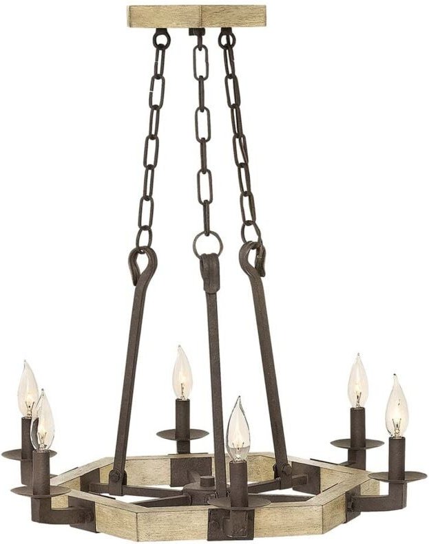 Elstead - Kronleuchter Hängelampe Deckenlampe Massivholz Eisen d 62,6 cm Esszimmerlampe