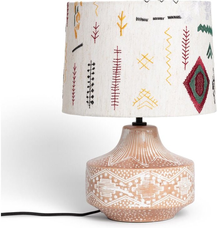 Ledkia - led Tischlampe aus Stoff und Holz Agra Mehrfarbig