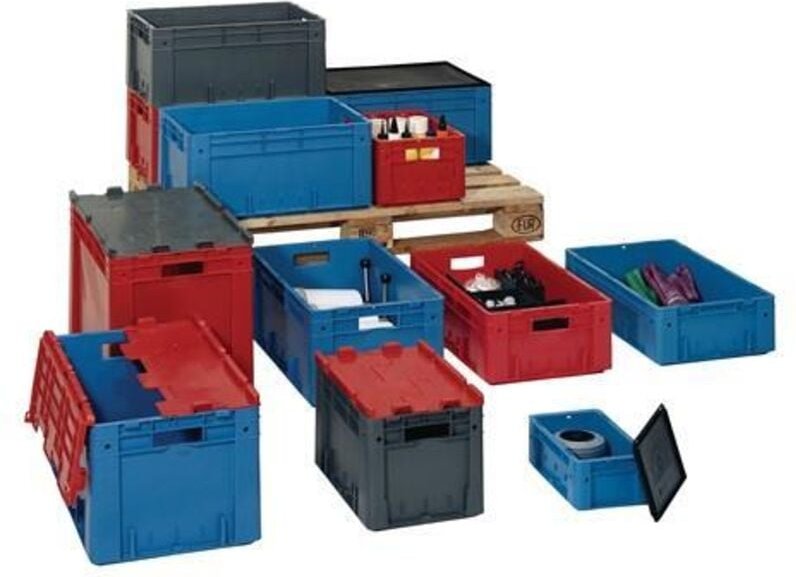 Transportbehälter L400xB300xH175mm blau pp Schwerlast Seitenwände geschl.