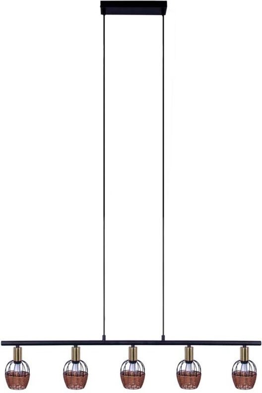 Pendelleuchte Hängelampe Wohnzimmerleuchte schwarz natur Küchenlampe H 120 cm