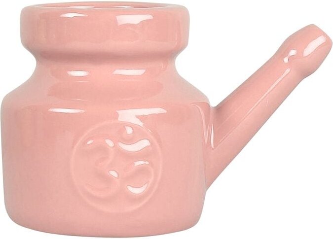 350-Ml-Keramik-Neti-Topf, Nasenreinigungstopf, Langlebig, Auslaufsicher, zum NasenspüLen, MäNner, Frauen, Rosa